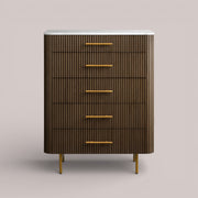 Favera Five-Drawer Dresser — MOCHA / CARRARA