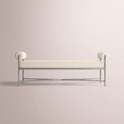 Caloria Fabric Double-Bolster End-of-Bed Bench — FORGED PEWTER / NATURAL / 48