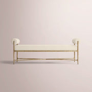 Caloria Fabric Double-Bolster End-of-Bed Bench — FORGED BRASS / NATURAL / 48