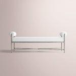 Caloria Fabric Double-Bolster End-of-Bed Bench — FORGED PEWTER / WHITE / 48