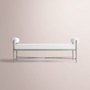 Caloria Fabric Double-Bolster End-of-Bed Bench — FORGED PEWTER / WHITE / 48