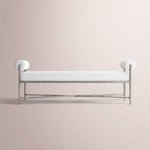 Caloria Fabric Double-Bolster End-of-Bed Bench — FORGED PEWTER / WHITE / 60