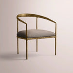 Caloria Curved Chair — FORGED BRASS / MOCHACCINO LINEN