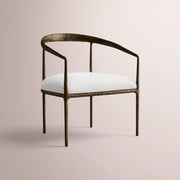 Caloria Curved Chair — FORGED BRONZE / WHITE LINEN