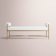 Caloria Fabric Double-Bolster End-of-Bed Bench — FORGED BRASS / WHITE / 60