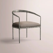 Caloria Curved Chair — FORGED PEWTER / MOCHACCINO LINEN