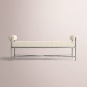 Caloria Fabric Double-Bolster End-of-Bed Bench — FORGED PEWTER / NATURAL / 60