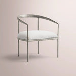 Caloria Curved Chair — FORGED PEWTER / WHITE LINEN