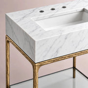 Caloria Washstand — FORGED BRASS / CARRARA / RECTANGLE
