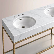 Caloria Double Washstand — FORGED BRASS / Italian Carrara marble / OVAL-60