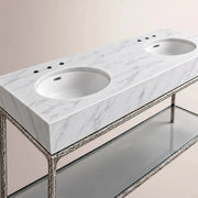 Caloria Double Washstand — FORGED PEWTER / Italian Carrara marble / OVAL-72