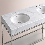 Caloria Double Washstand — FORGED PEWTER / Italian Carrara marble / OVAL-60