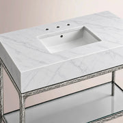 Caloria Extra-Wide Washstand — FORGED PEWTER / CARRARA / RECTANGLE