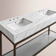 Caloria Double Washstand — FORGED BRONZE / Italian Carrara marble / RECTANGLE-72