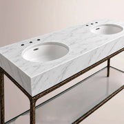 Caloria Double Washstand — FORGED BRONZE / Italian Carrara marble / OVAL-72