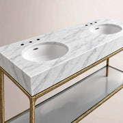 Caloria Double Washstand — FORGED BRASS / Italian Carrara marble / OVAL-72