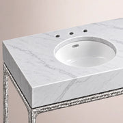Caloria Extra-Wide Washstand — FORGED PEWTER / CARRARA / OVAL