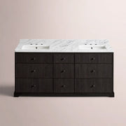 Celorin Reeded Double Vanity — BLACK OAK / CARRARA / RECTANGLE