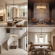 Aura Round Glass Chandelier 27”D 32“D