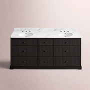 Celorin Reeded Double Vanity — BLACK OAK / CARRARA / OVAL