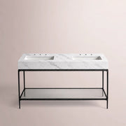 Caloria Double Washstand — FORGED LRON / Italian Carrara marble / RECTANGLE-60