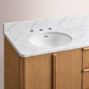 Liromelle Double Vanity — NATURAL OAK / CARRARA / OVAL