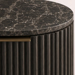Sopravelle Emperador Closed Bedside Table — BROWN OAK / BROWN MARBLE