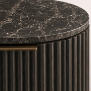 Sopravelle Emperador Closed Bedside Table — BROWN OAK / BROWN MARBLE