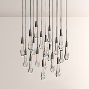 Raindrop Glass Round Solitaire Chandelier-kimoylights
