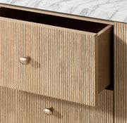 Luvoriel Reeded Double Vanity — GREIGE OAK / CARRARA / OVAL