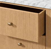 Luvoriel Reeded Double Vanity — LIGHT OAK / CARRARA / OVAL