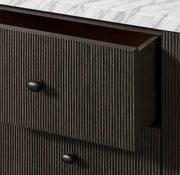 Luvoriel Reeded Double Vanity — BLACK OAK / CARRARA / RECTANGLE