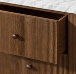 Luvoriel Reeded Double Vanity — BROWN OAK / CARRARA / OVAL