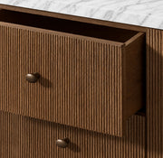 Luvoriel Reeded Double Vanity — BROWN OAK / CARRARA / OVAL