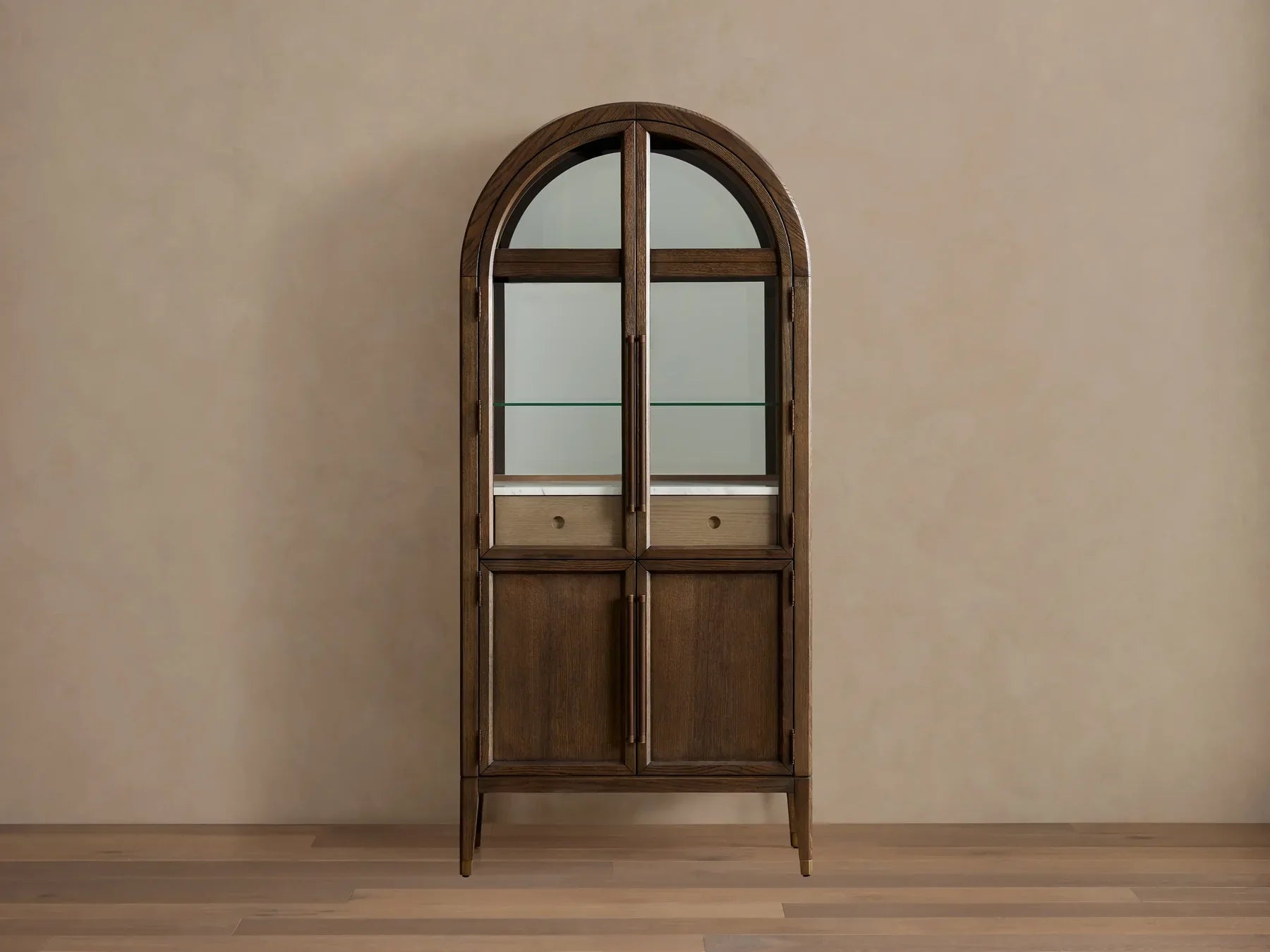Haven Oak Liquor Cabinet 36”W