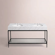 Caloria Double Washstand — FORGED LRON / Italian Carrara marble / OVAL-60