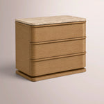 Liromelle Emperador Closed Nightstand — NATURAL BRUSHED OAK / GOLD EMPERADOR MARBLE / 26
