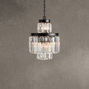 Leyland 6-Light Chandelier Faceted Glass Crystals Rustic Iron Frame