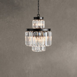 Leyland 6-Light Chandelier Faceted Glass Crystals Rustic Iron Frame