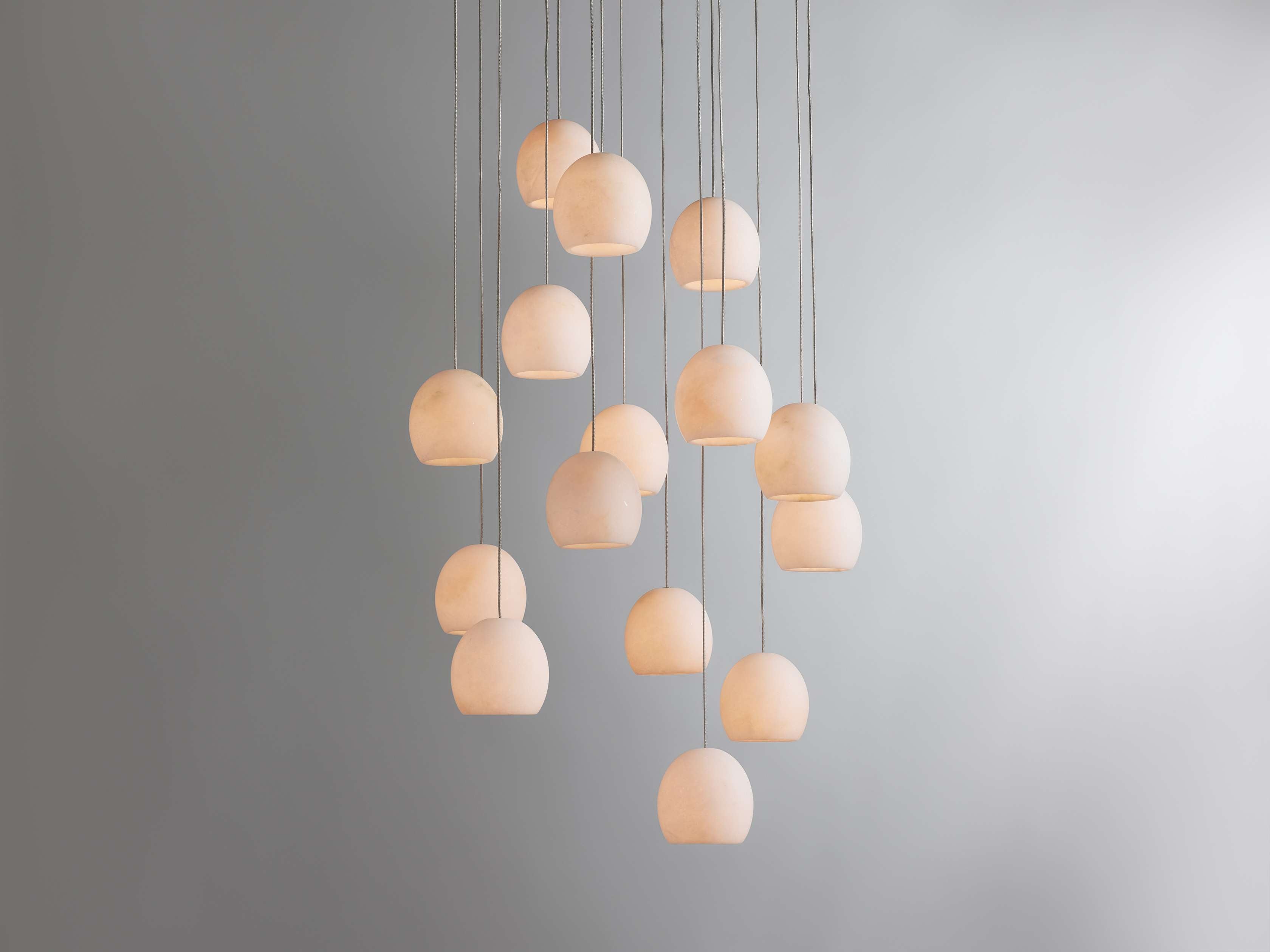 Ewen Natural Alabaster Round Chandelier 48"W