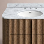Ethoria Double Vanity — BROWN OAK / CARRARA / OVAL