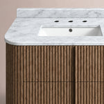 Ethoria Double Vanity — BROWN OAK / CARRARA / RECTANGLE