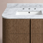 Ethoria Double Vanity — BROWN OAK / CARRARA / RECTANGLE