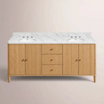 Luvoriel Reeded Double Vanity — LIGHT OAK / CARRARA / OVAL