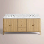 Luvoriel Reeded Double Vanity — GREIGE OAK / CARRARA / OVAL