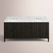 Luvoriel Reeded Double Vanity — BLACK OAK / CARRARA / OVAL