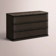 Liromelle Emperador Closed Nightstand — BLACK BRUSHED OAK / BLACK EMPERADOR MARBLE / 38