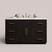Favera Wide Single Vanity — EBONY / CARRARA
