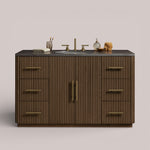 Favera Wide Single Vanity — MOCHA / BLUESTONE