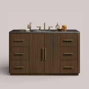 Favera Wide Single Vanity — MOCHA / BLUESTONE